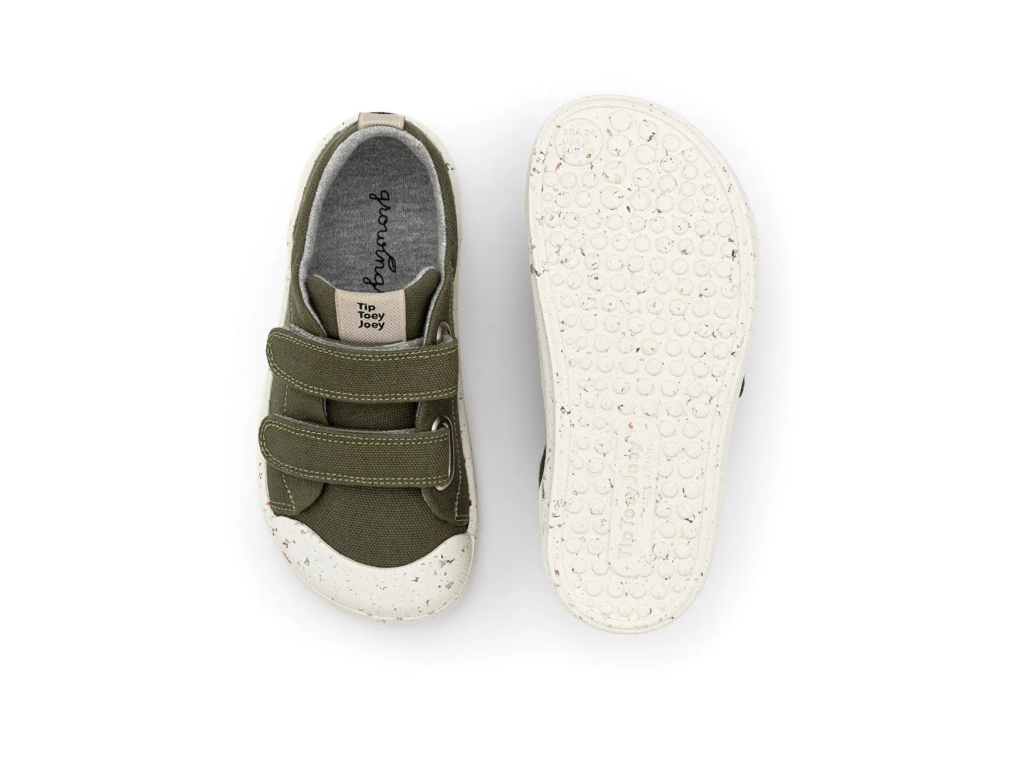 Tip Toey Joey Boy's And Girl's Ramp Green Sneakers - Verde Musgo Eco Canvas Charm Kids