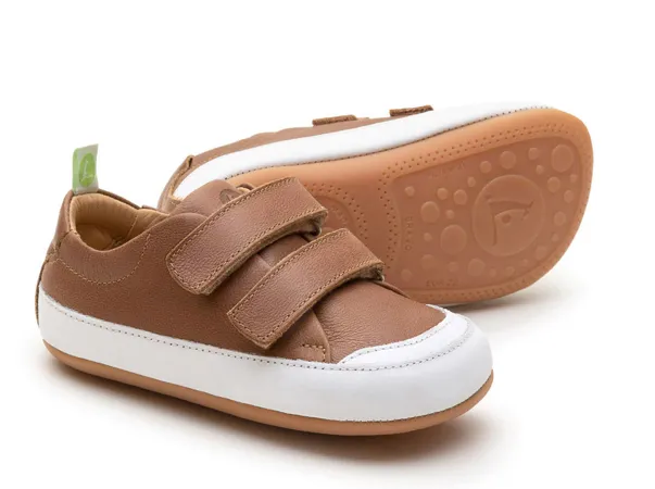 Tip Toey Joey Girl's and Boy's Bossy Sneakers, Whisky/White Patch Details