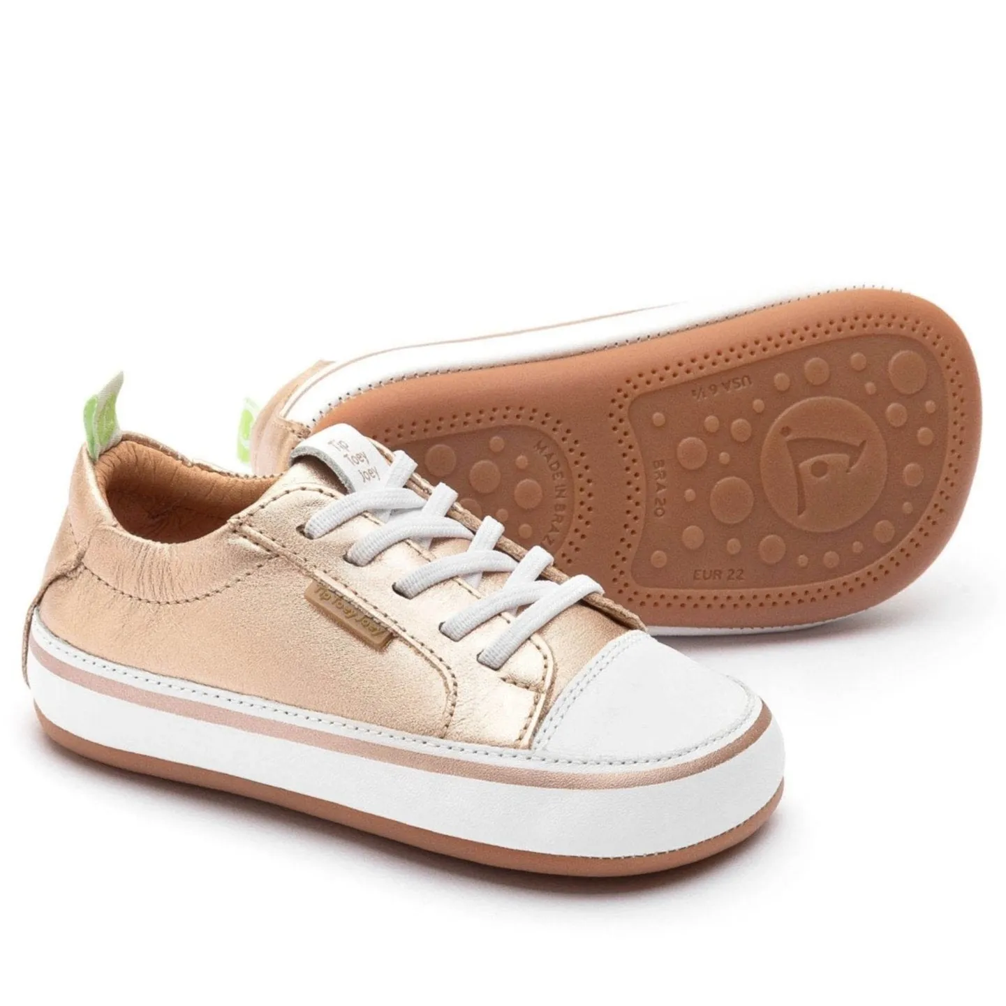 Tip Toey Joey Girl's Funky Sneakers - Metallic Salmon / White Party - worthy kids' shoes Waterproof kids' shoes