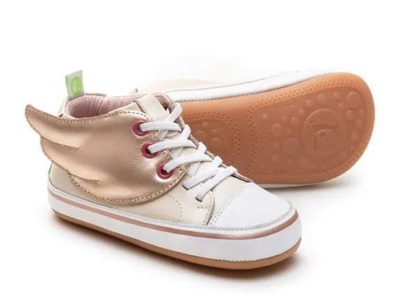 Tip Toey Joey Girl's Hyppy Fly High Top Sneakers, Antique White Bold Kids