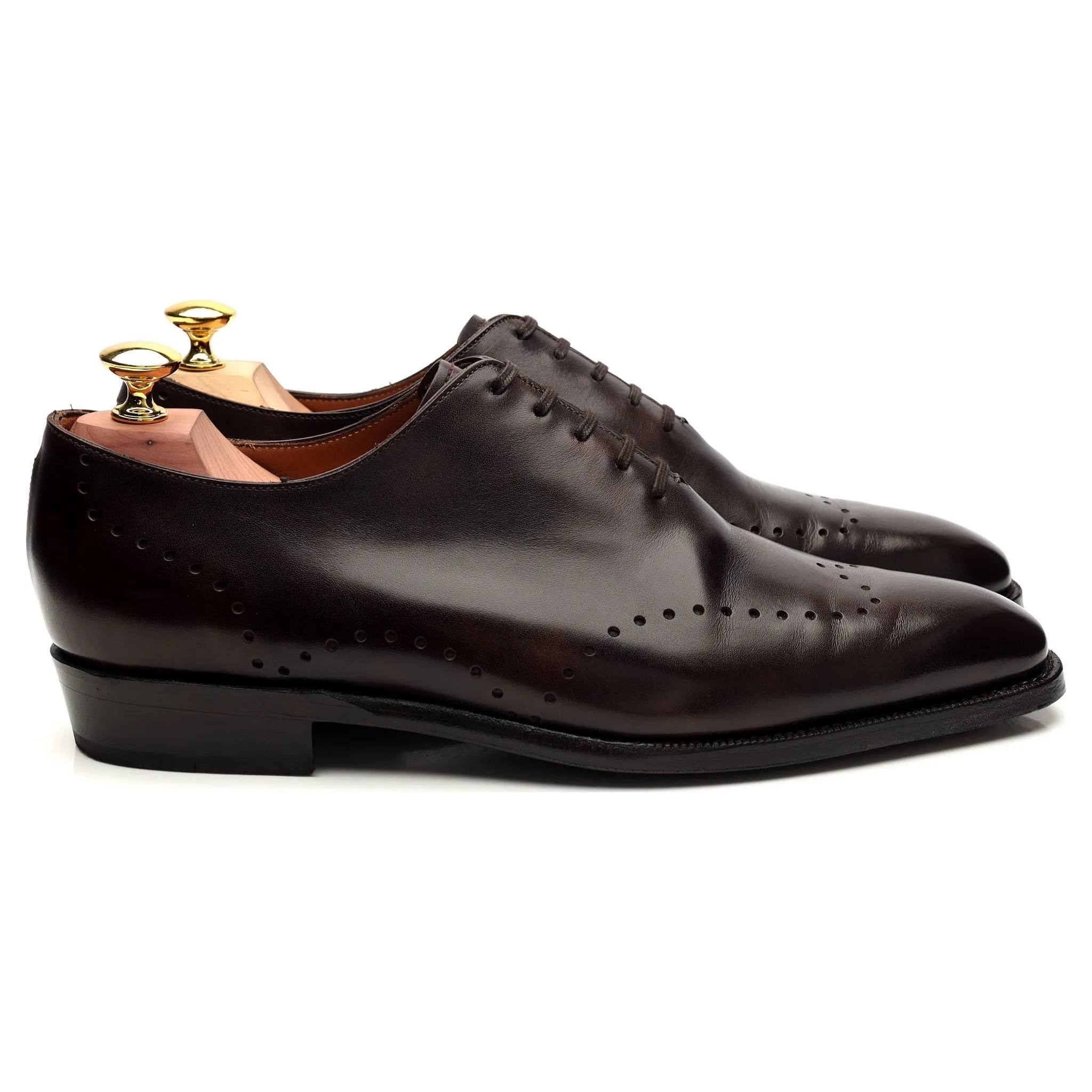 Leather Slip On 'Tony II' Dark Brown Museum Leather Wholecut Oxford UK 7.5 E