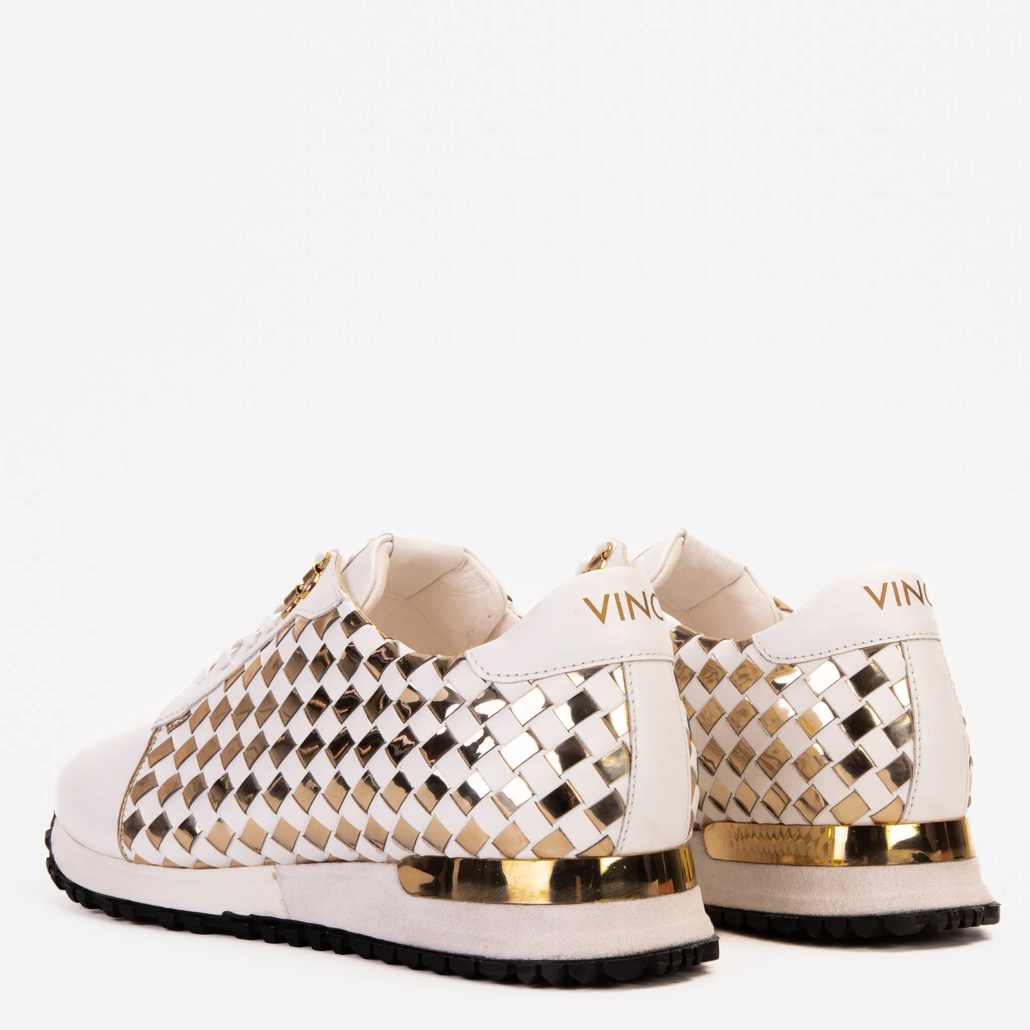 TPU Stability The Mackenzie White & Gold Woven Leather Men Sneaker