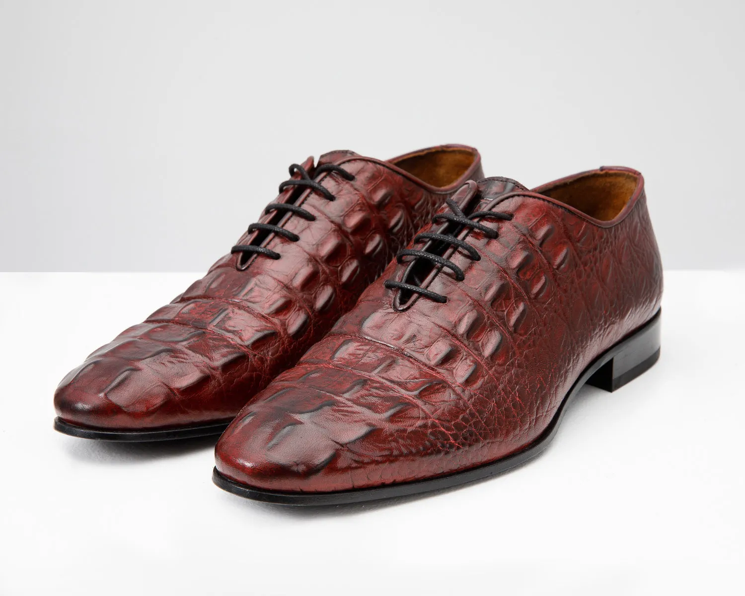 Travel-Core The Randor Burgundy Crocodile Leather Oxford Men Shoe