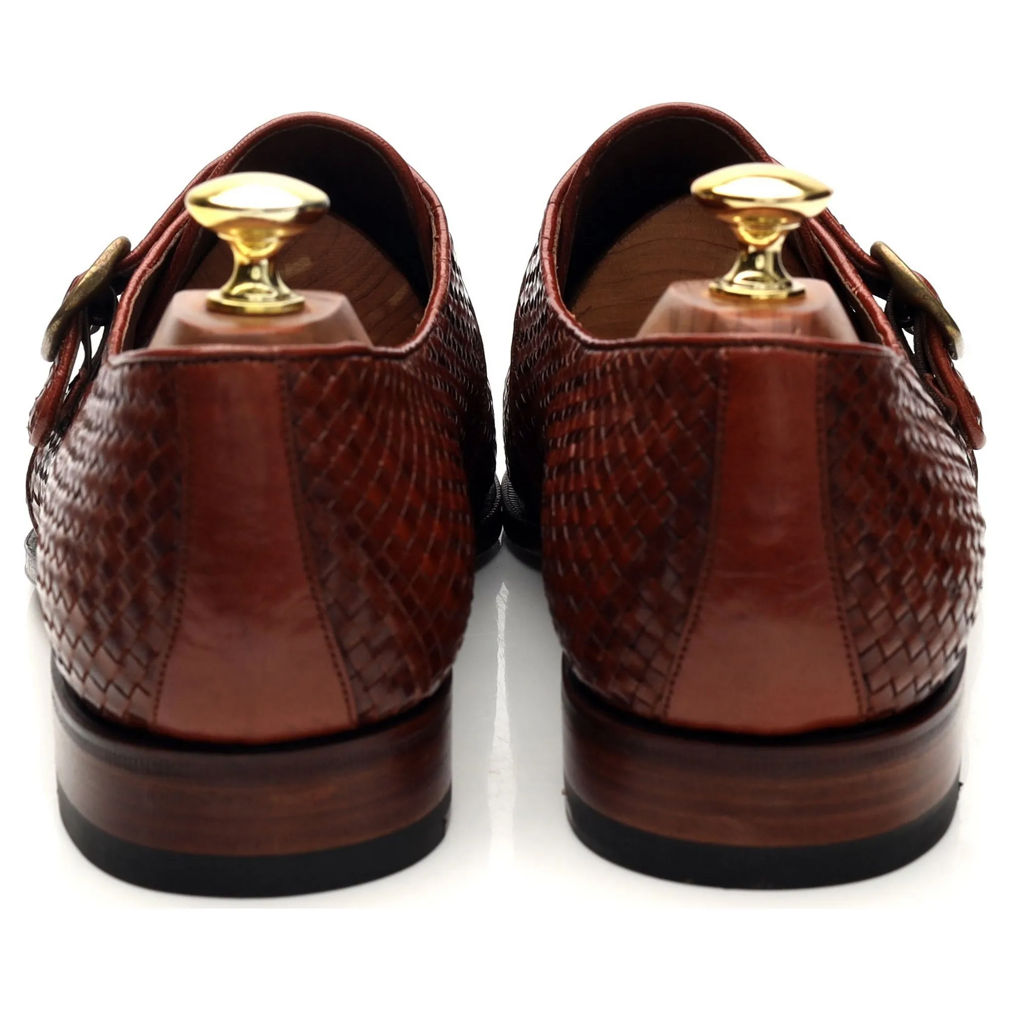 Trendy Design '89662' Brown Braided Leather Monk Strap UK 7 - 12