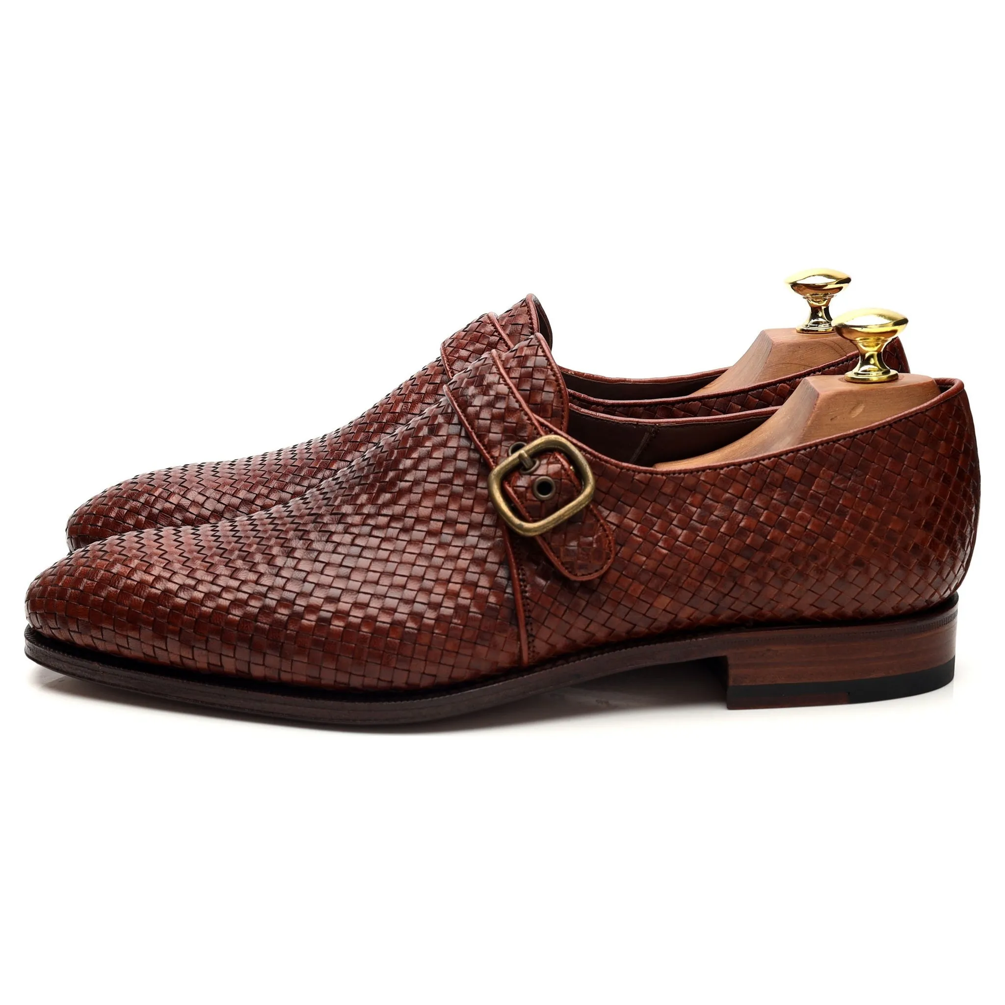 Trendy Design '89662' Brown Braided Leather Monk Strap UK 7 - 12
