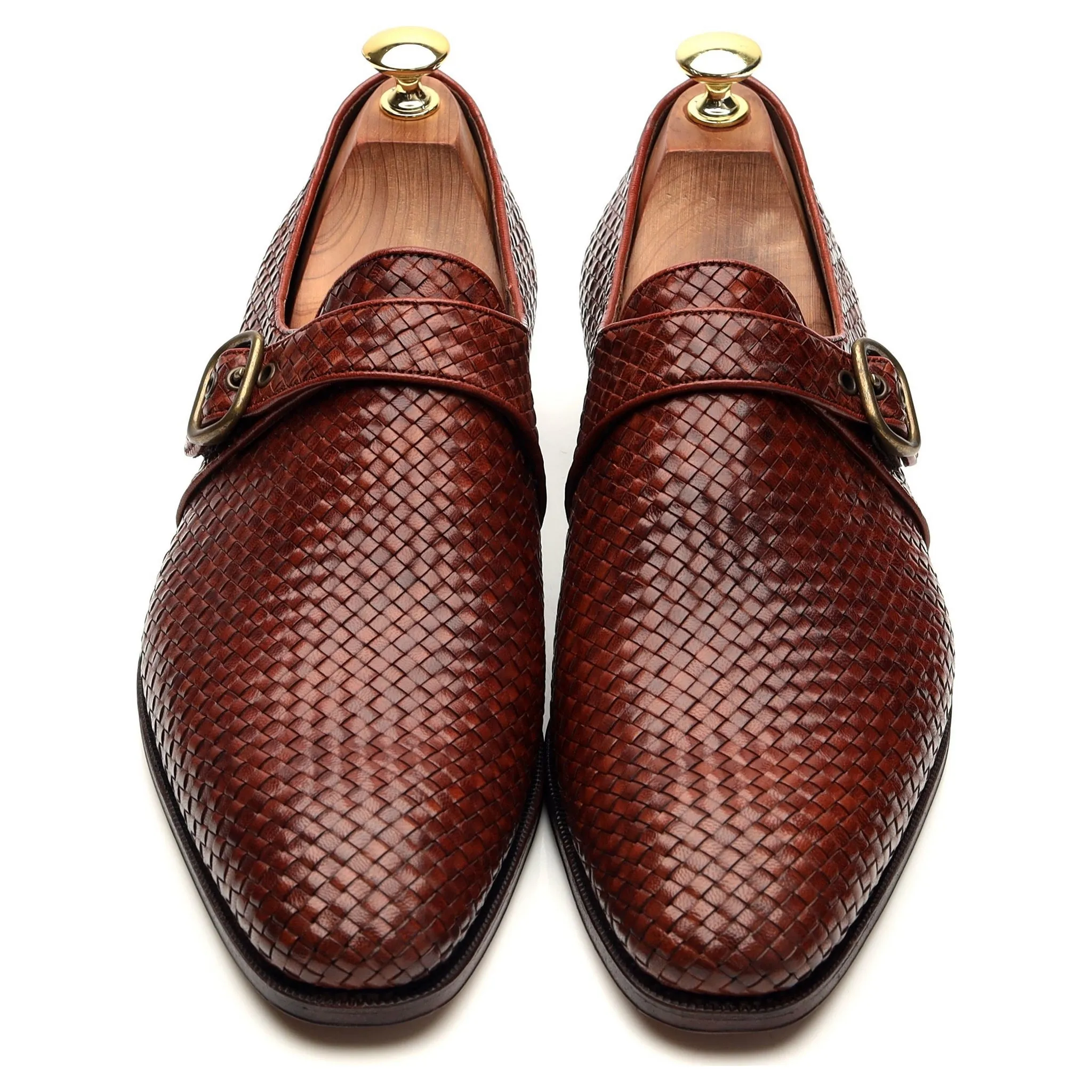 Trendy Design '89662' Brown Braided Leather Monk Strap UK 7 - 12