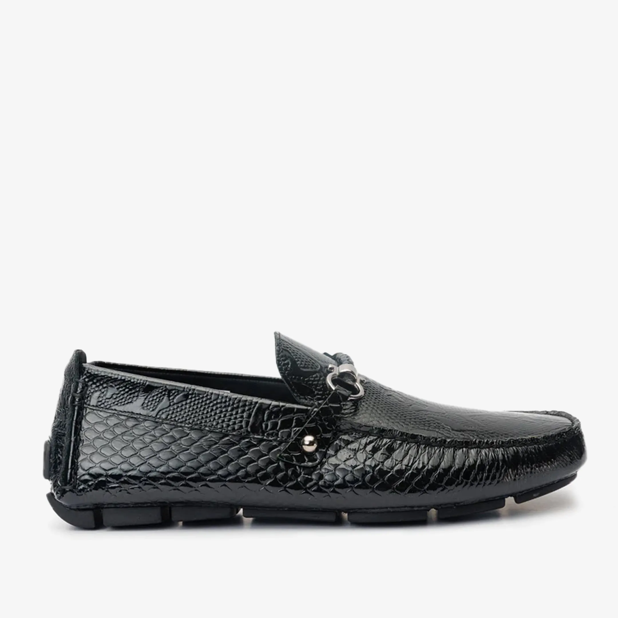 The Bologna Black Leather Bit Drive Loafer Men Shoe Muscle Aid