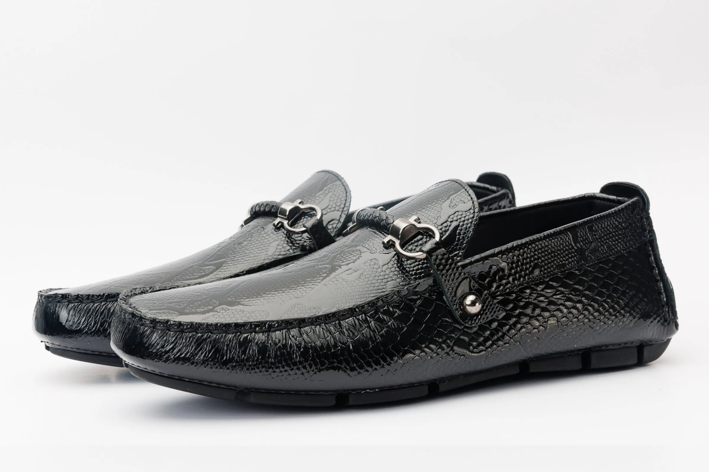 Ultimate support The Bologna Black Leather Bit Drive Loafer Men Shoe