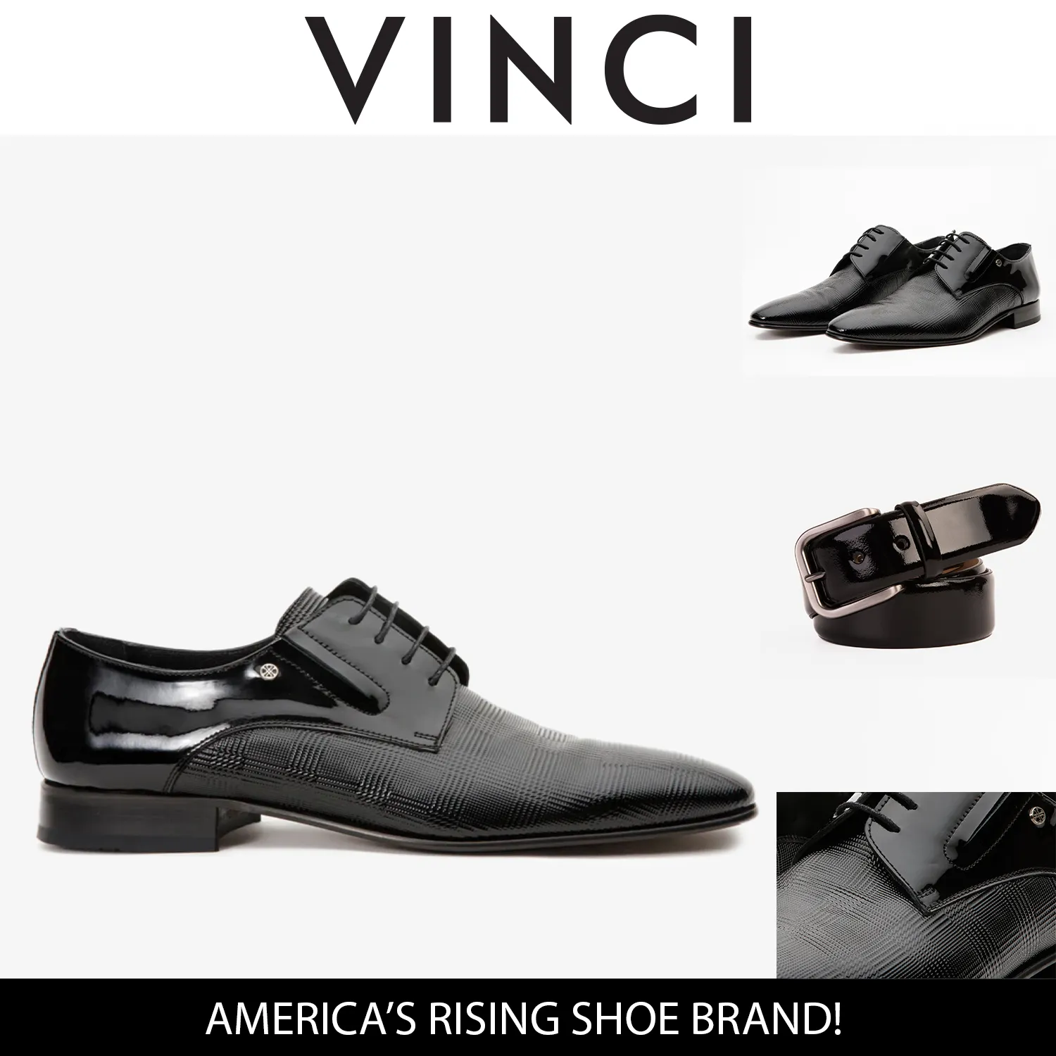 Ultra-Run The San Severo Black Patent Leather Derby Men Shoe