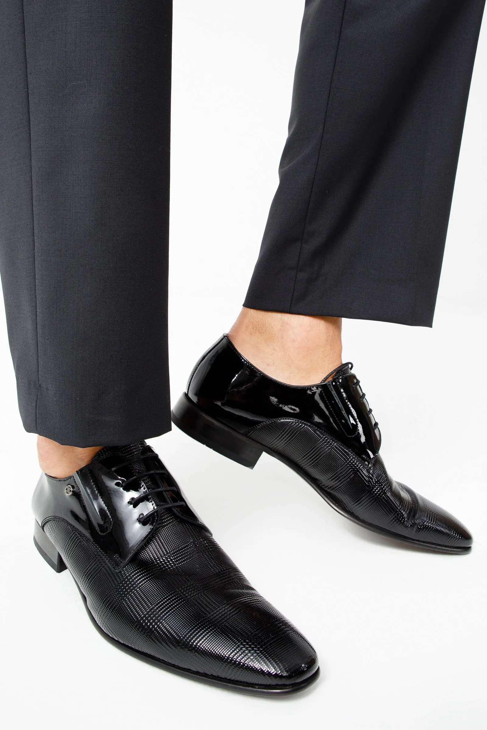 Ultra-Run The San Severo Black Patent Leather Derby Men Shoe