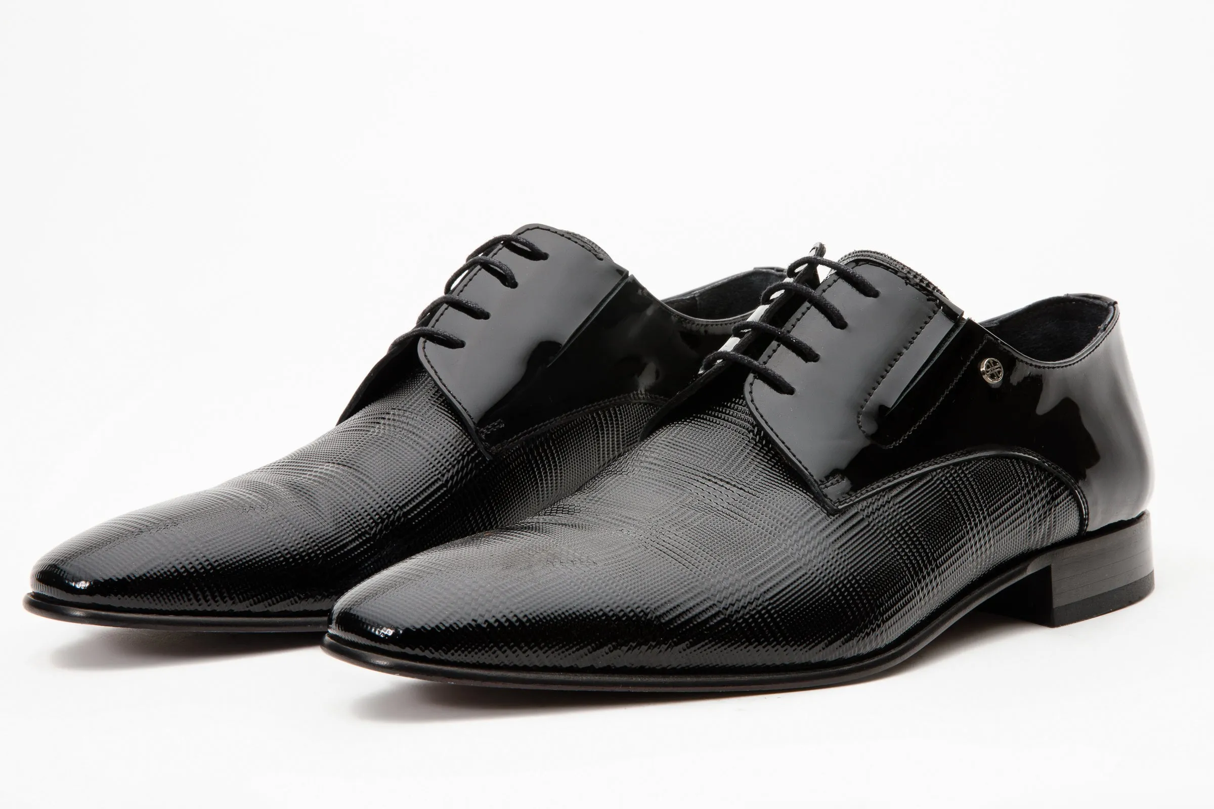 Ultra-Run The San Severo Black Patent Leather Derby Men Shoe