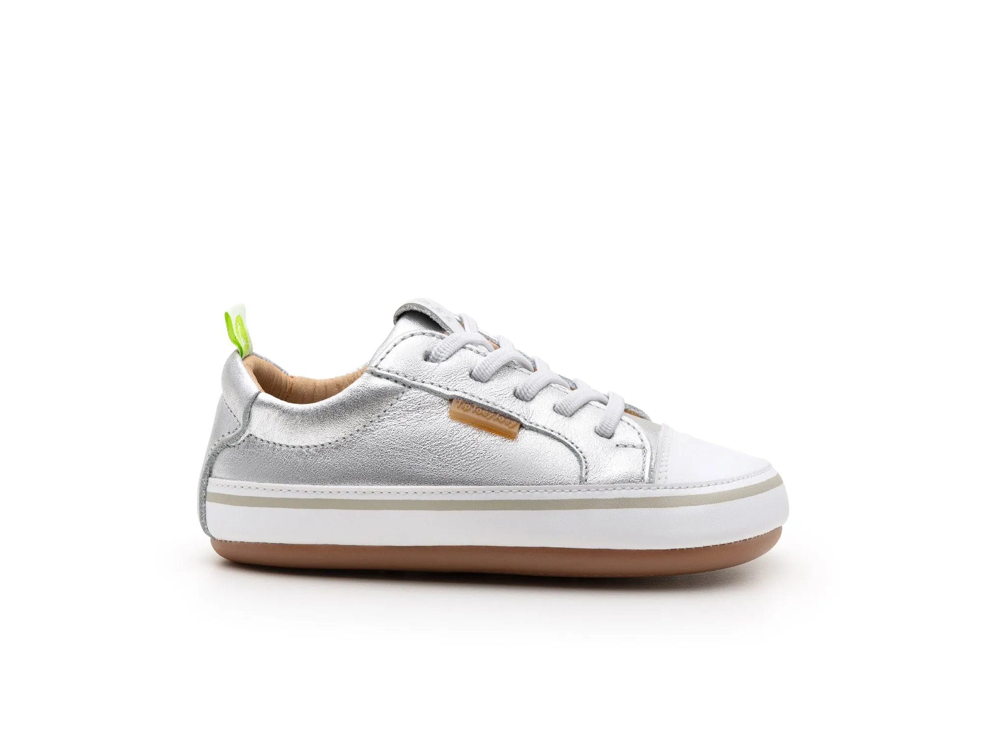 Unique Styles Tip Toey Joey Girl's Funky Sneakers - Sterling Silver / White