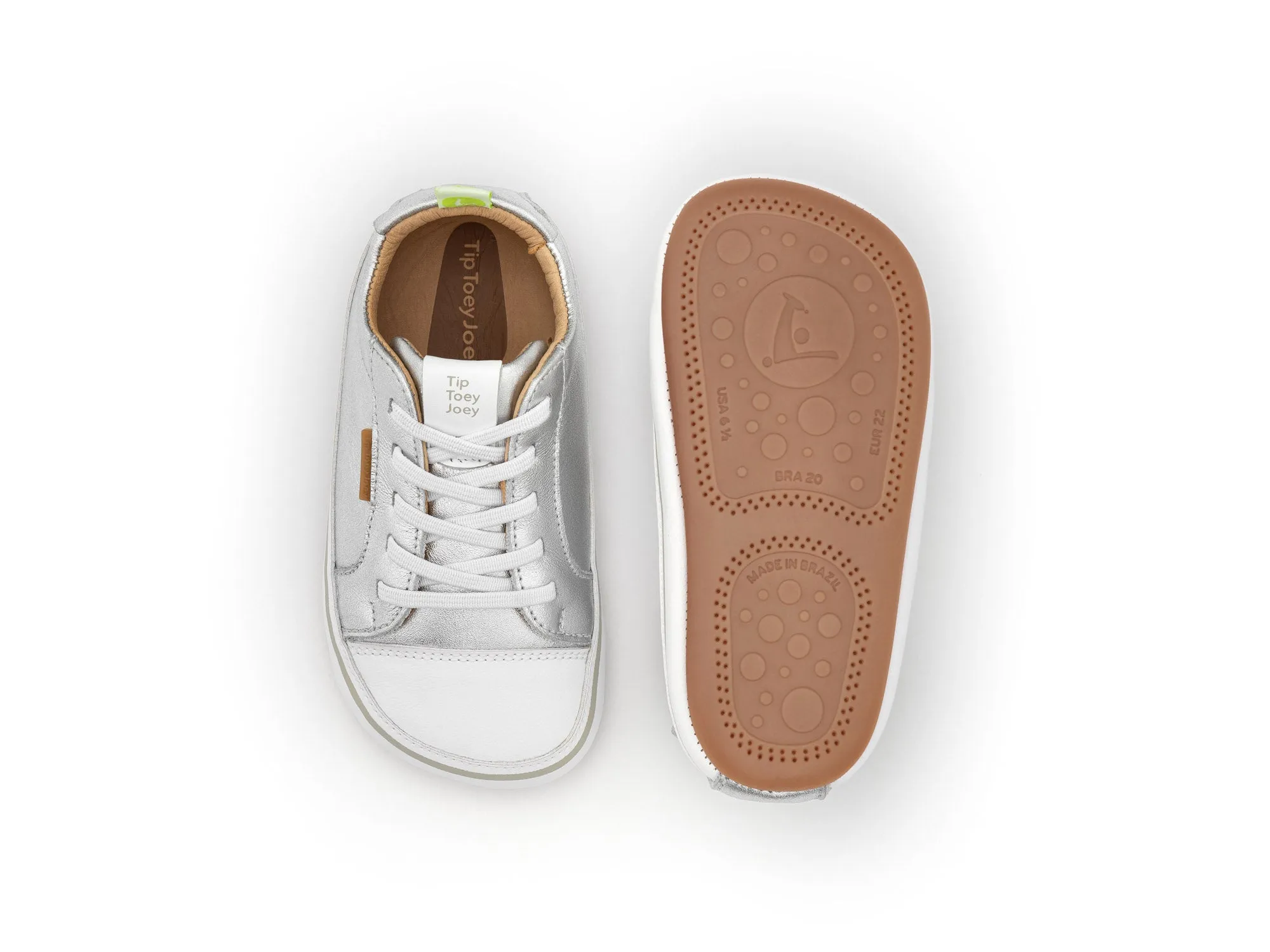Unique Styles Tip Toey Joey Girl's Funky Sneakers - Sterling Silver / White