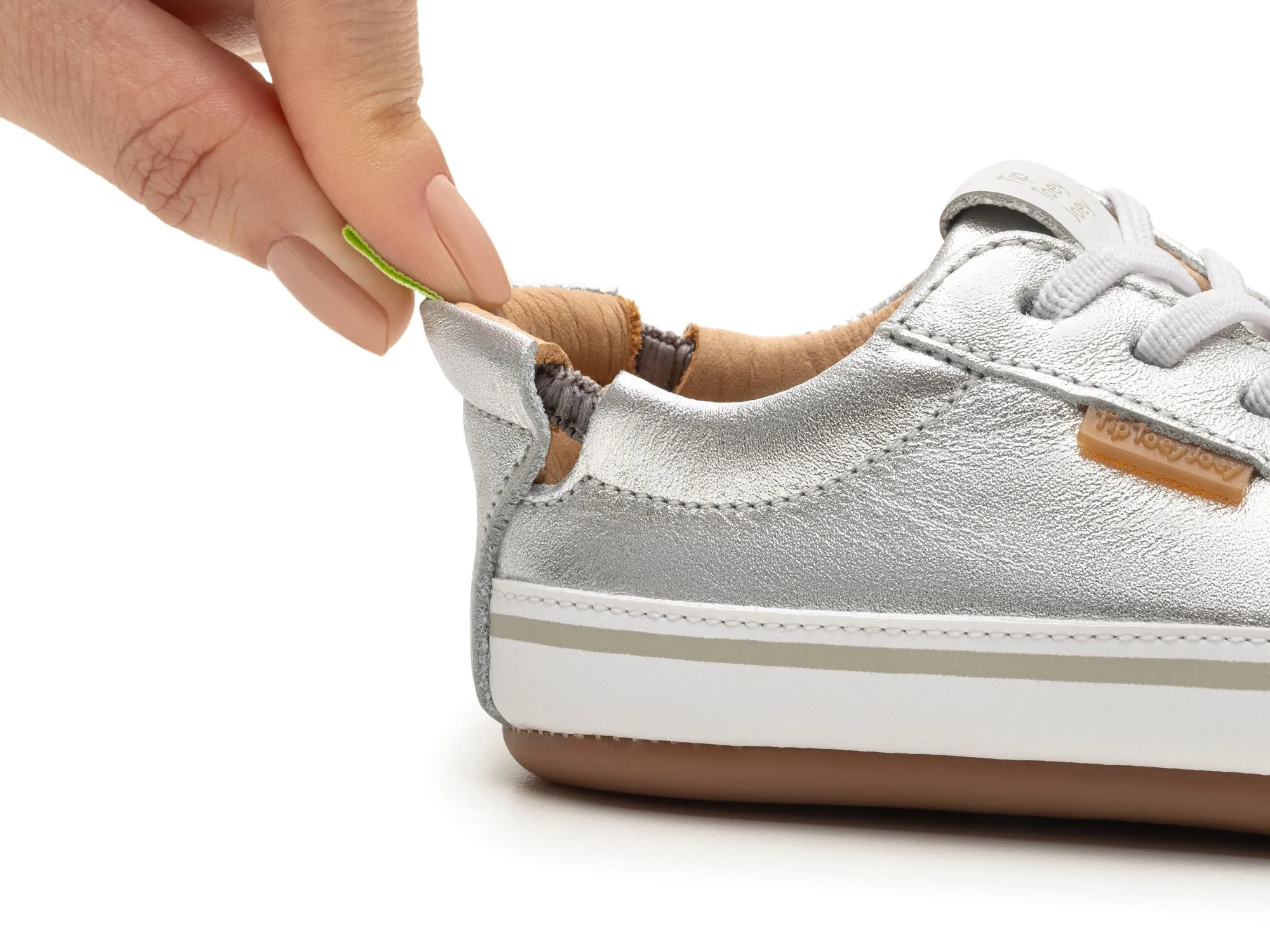 Unique Styles Tip Toey Joey Girl's Funky Sneakers - Sterling Silver / White