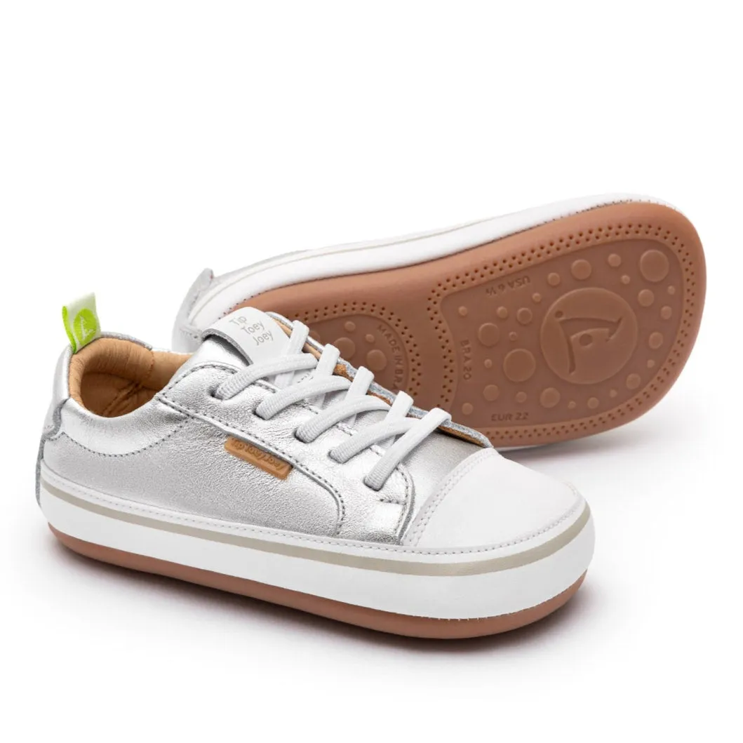 Teen - sized shoes High - top kids' shoes Tip Toey Joey Girl's Funky Sneakers - Sterling Silver / White