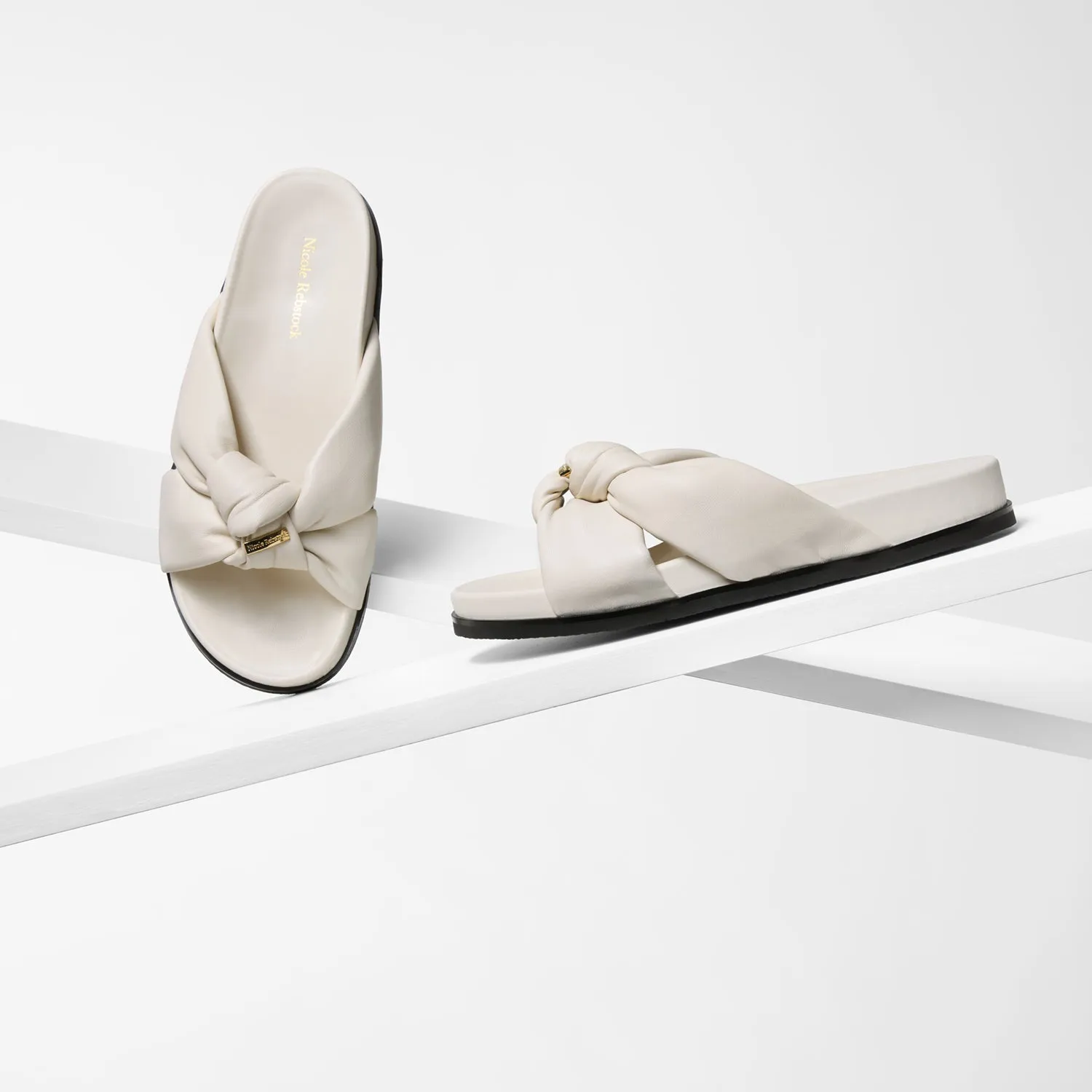 Uno 2.0 Slide Sandal | Ivory Leather Suede Stilettos