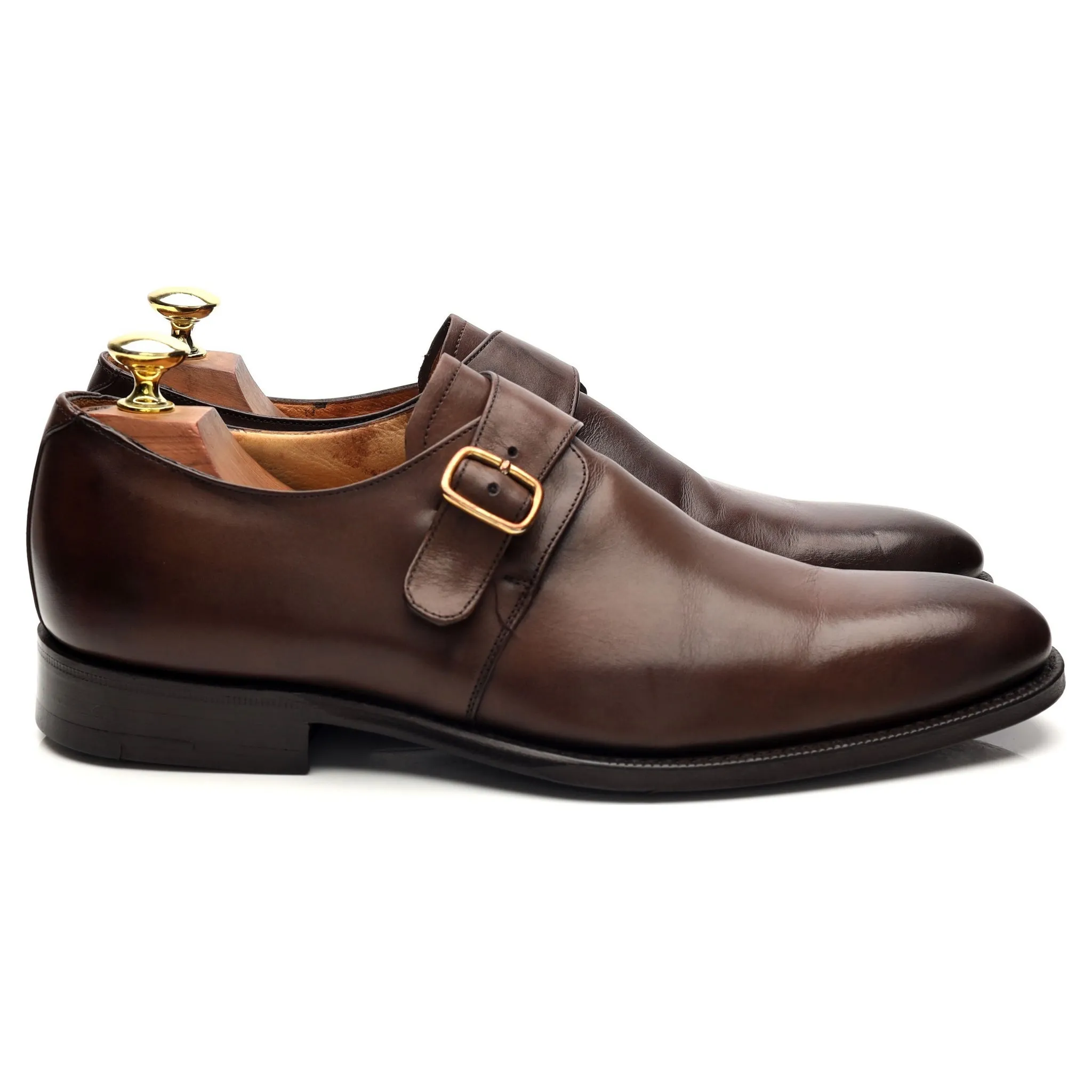 True Wear 'Bampton' Brown Leather Monk Strap UK 8 F