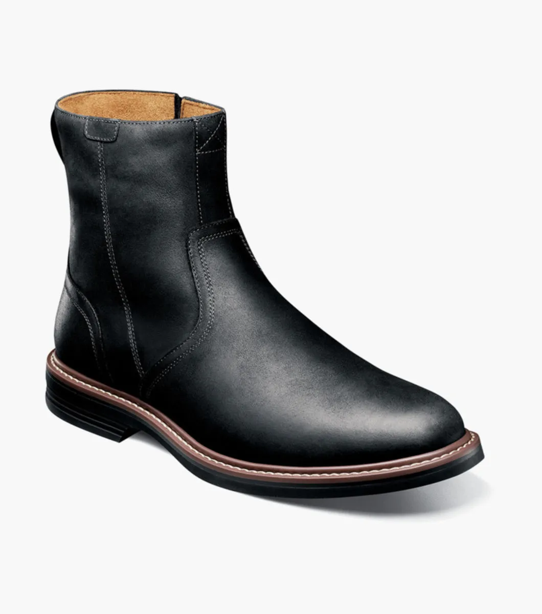 Urban Stitching Norwalk Plain Toe Side Zip Boot-Black CH| Florsheim