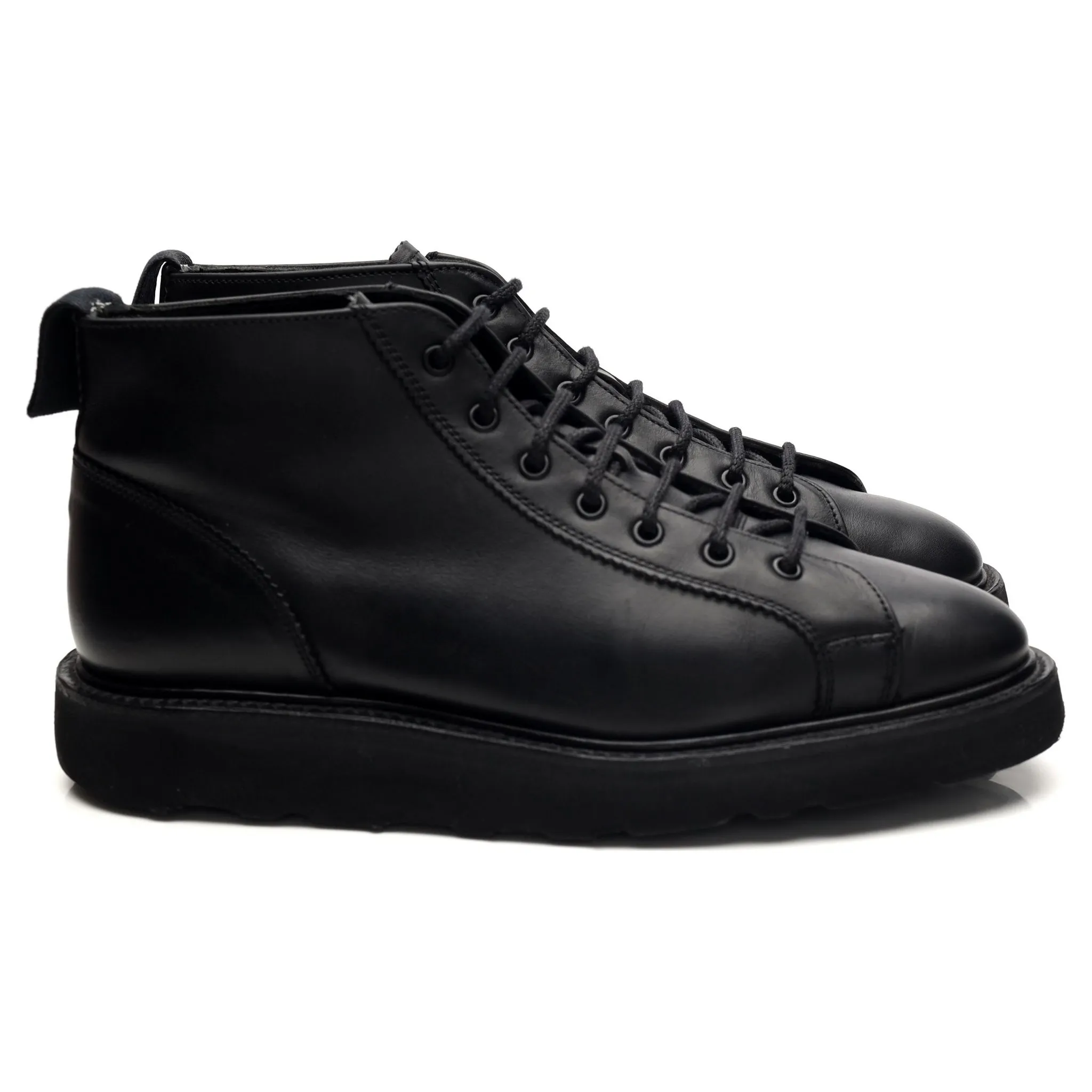 'Ethan' Black Leather Monkey Boots UK 7 Lead Shade