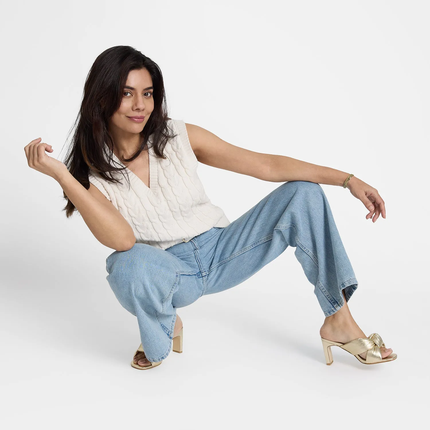 Velma Sandal Heel | Gold Leather Heeled Boots