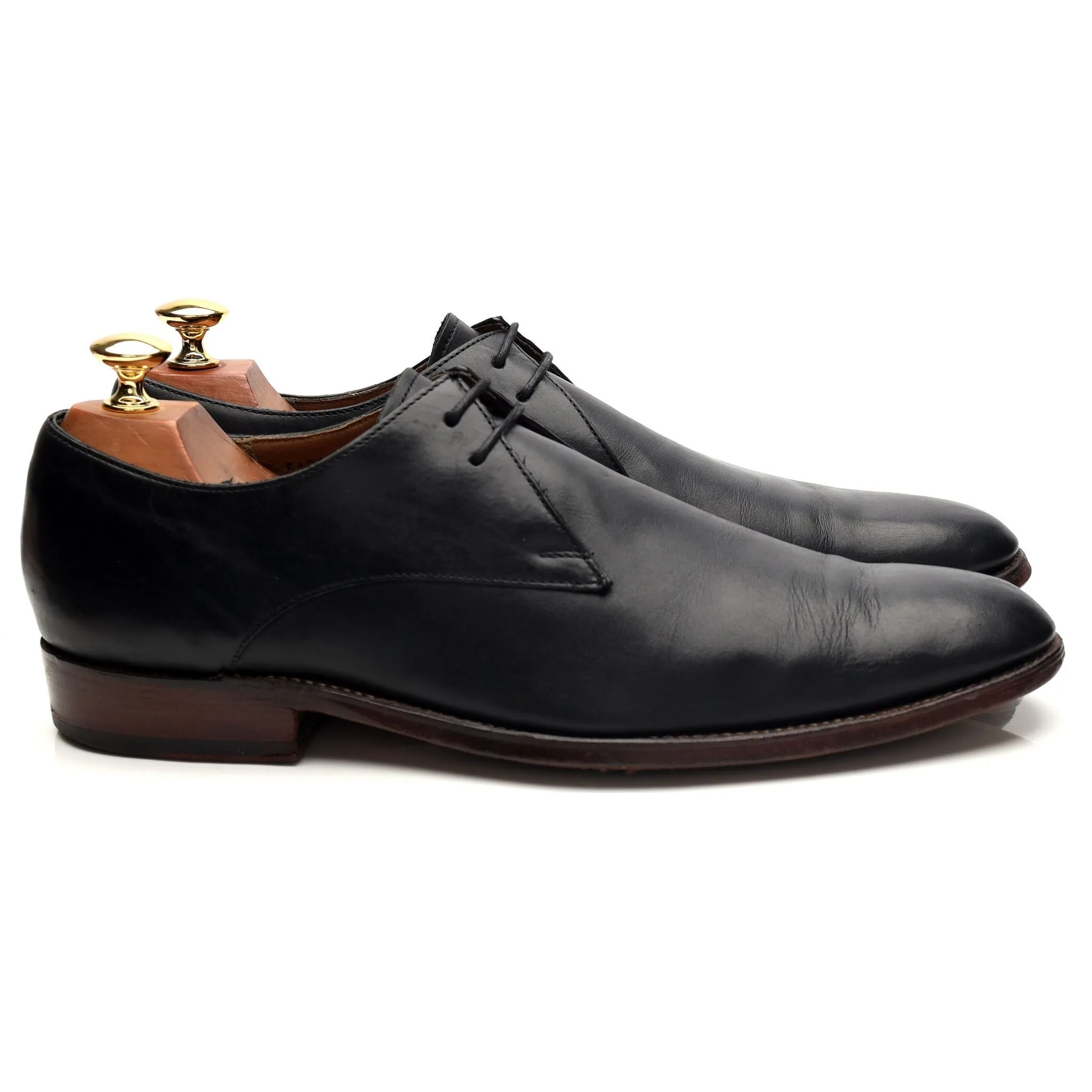 'Roger' Black Leather Derby UK 8 F Comfortable fit Easy Entry