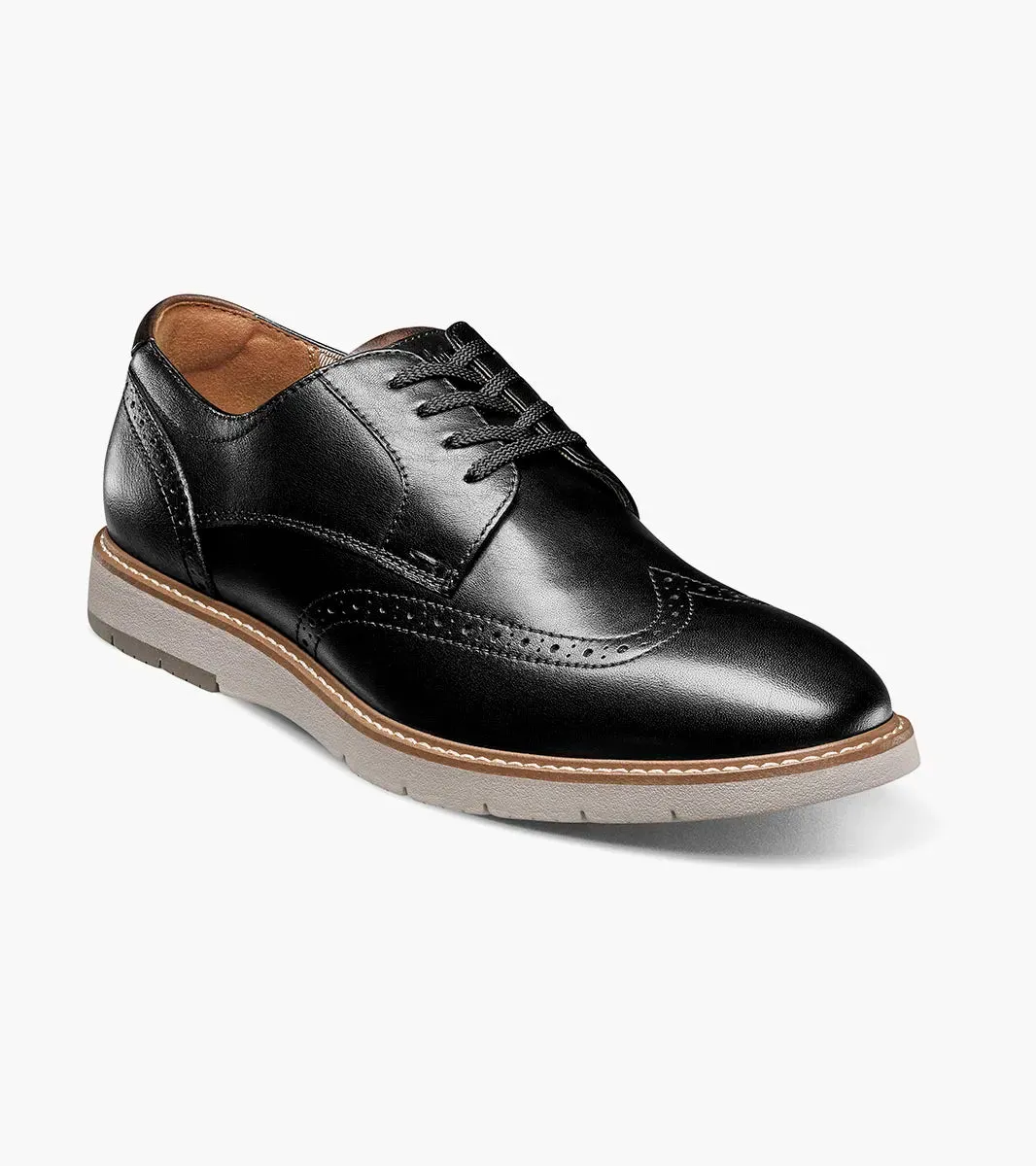 Vibe Wingtip Oxford-Black | Florsheim Premium Lace-Ups