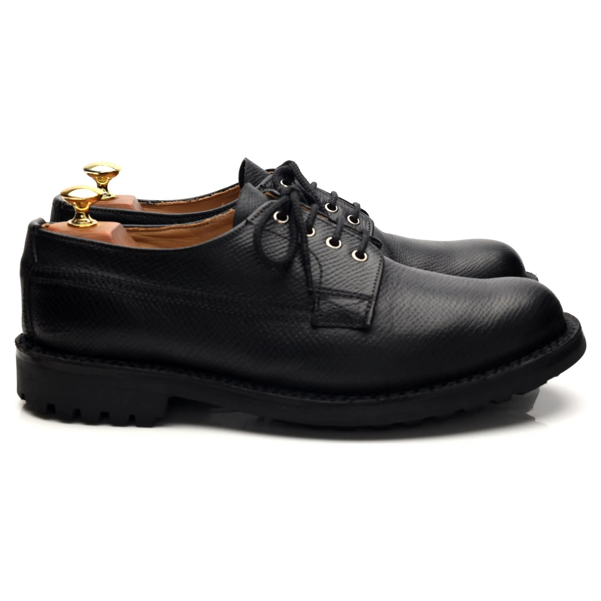 'Victor' Black Grain Leather Veldtschoen Derby UK 8.5 G Heavy Duty Support Minimalist Look