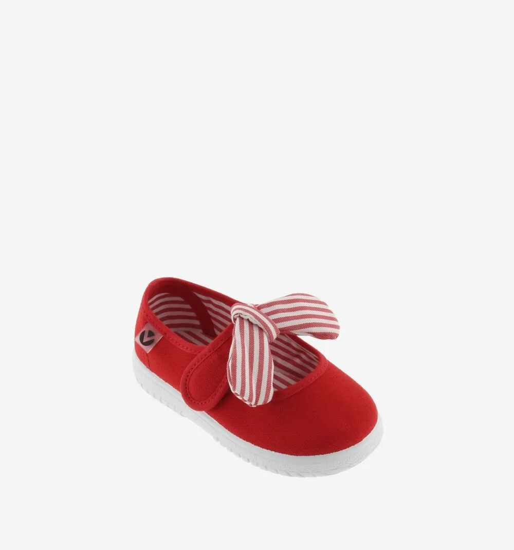 Victoria Girl's OJAL Canvas Mary Jane Shoes - Rojo Canvas Trim