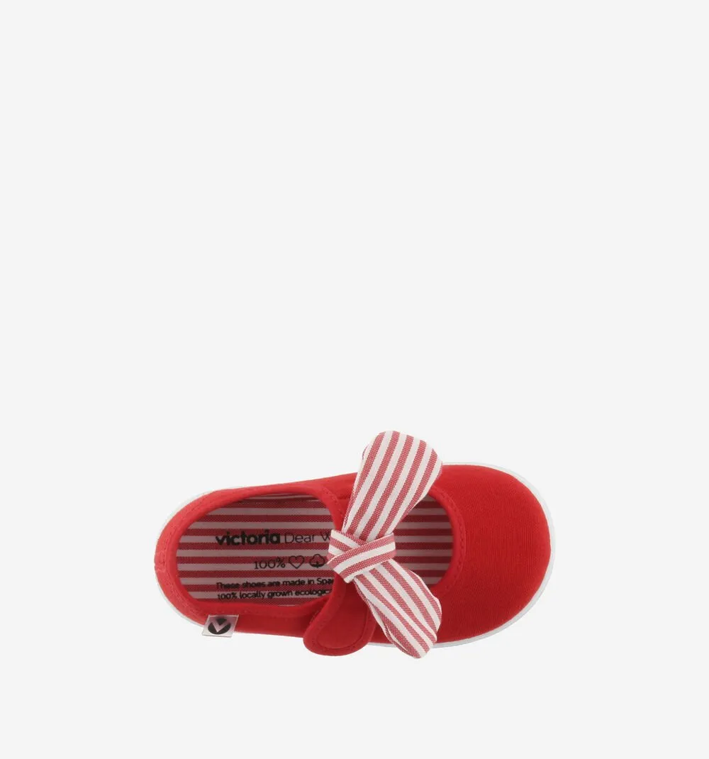 Victoria Girl's OJAL Canvas Mary Jane Shoes - Rojo Canvas Trim