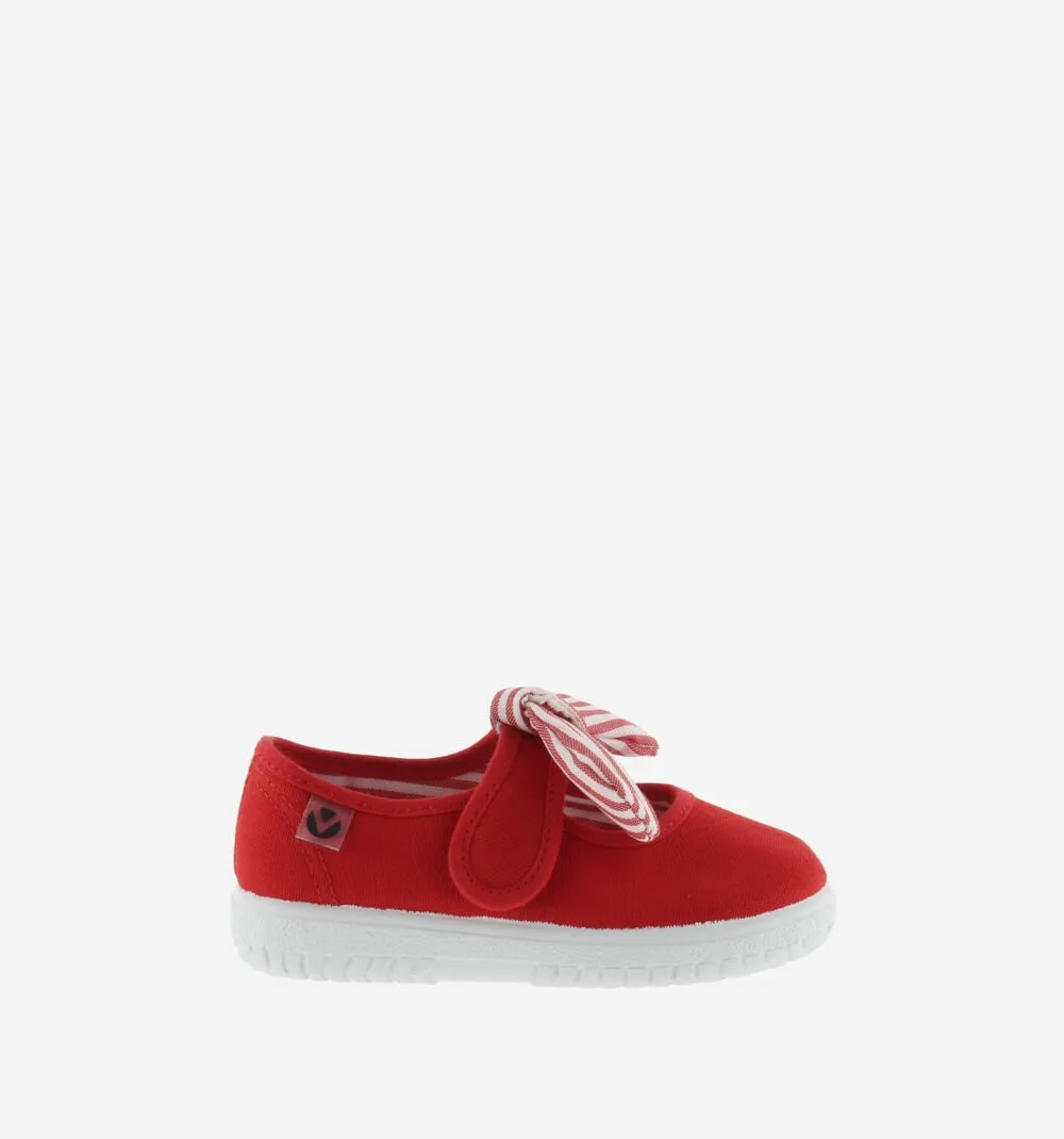 Victoria Girl's OJAL Canvas Mary Jane Shoes - Rojo Canvas Trim
