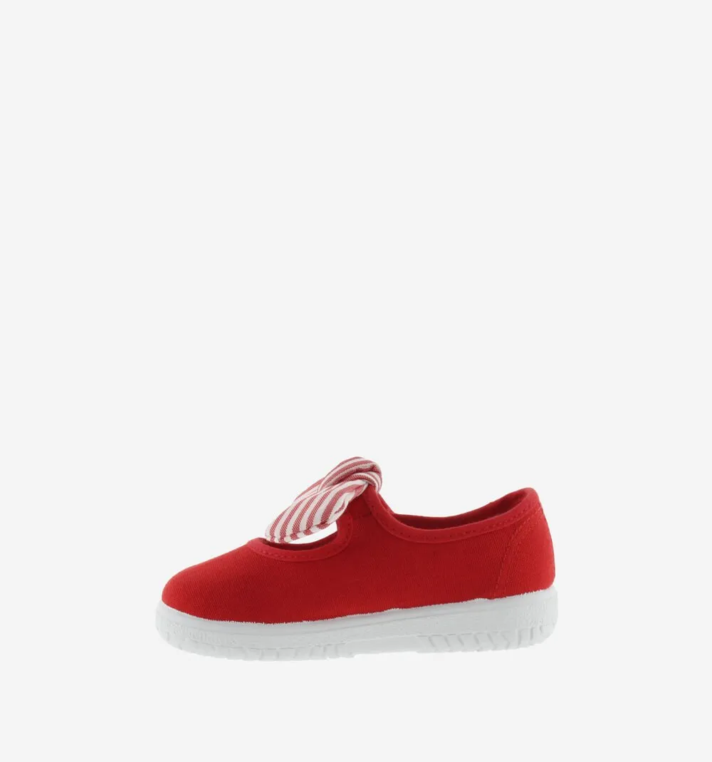 Victoria Girl's OJAL Canvas Mary Jane Shoes - Rojo Canvas Trim