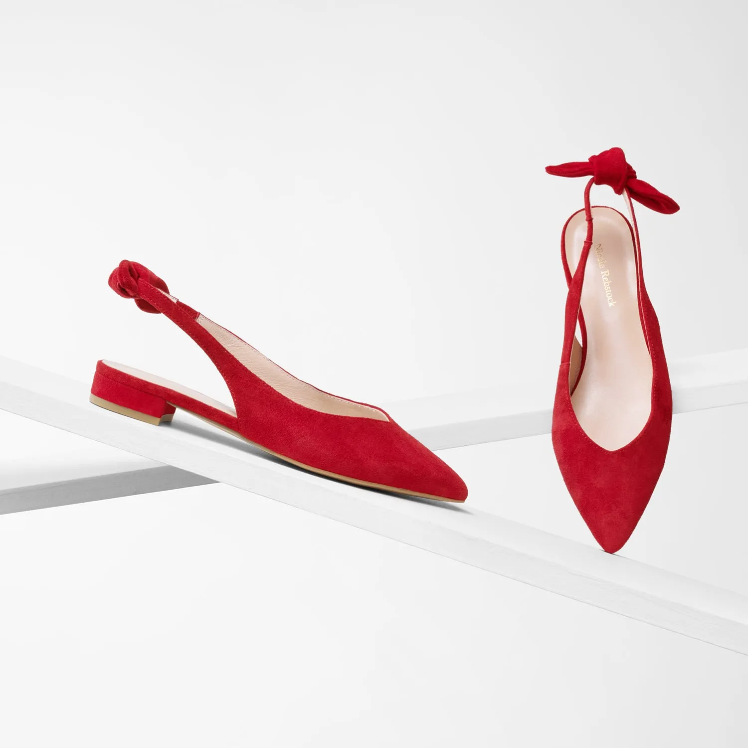 Vienna Flat Slingback | Red suede Winter Pumps