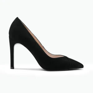 Naples Heel | Black suede Casual Pumps Statement Heels