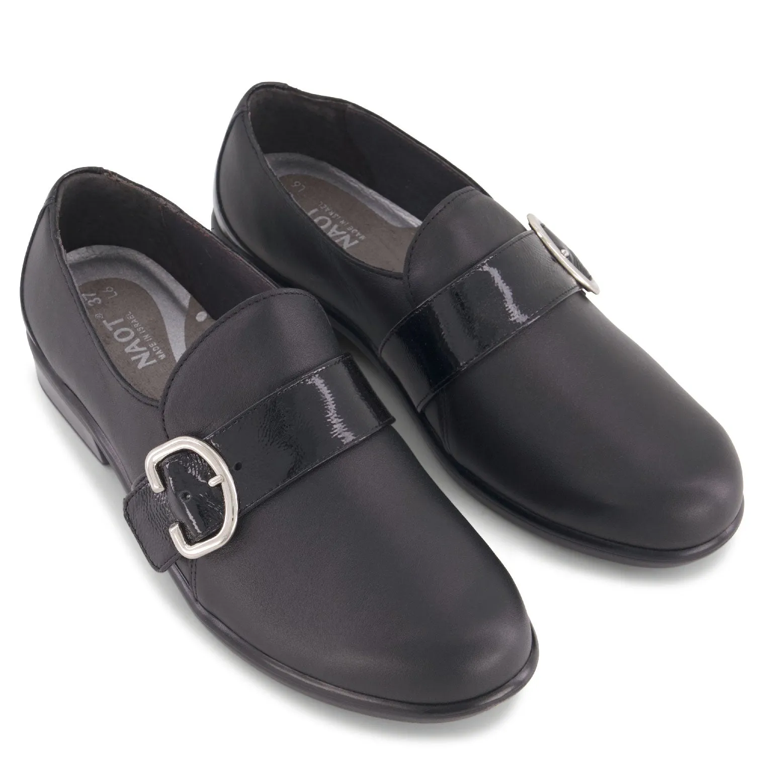 Naot Viscol Womens Shoes JET BLK LTH/BLK CRIN PAT