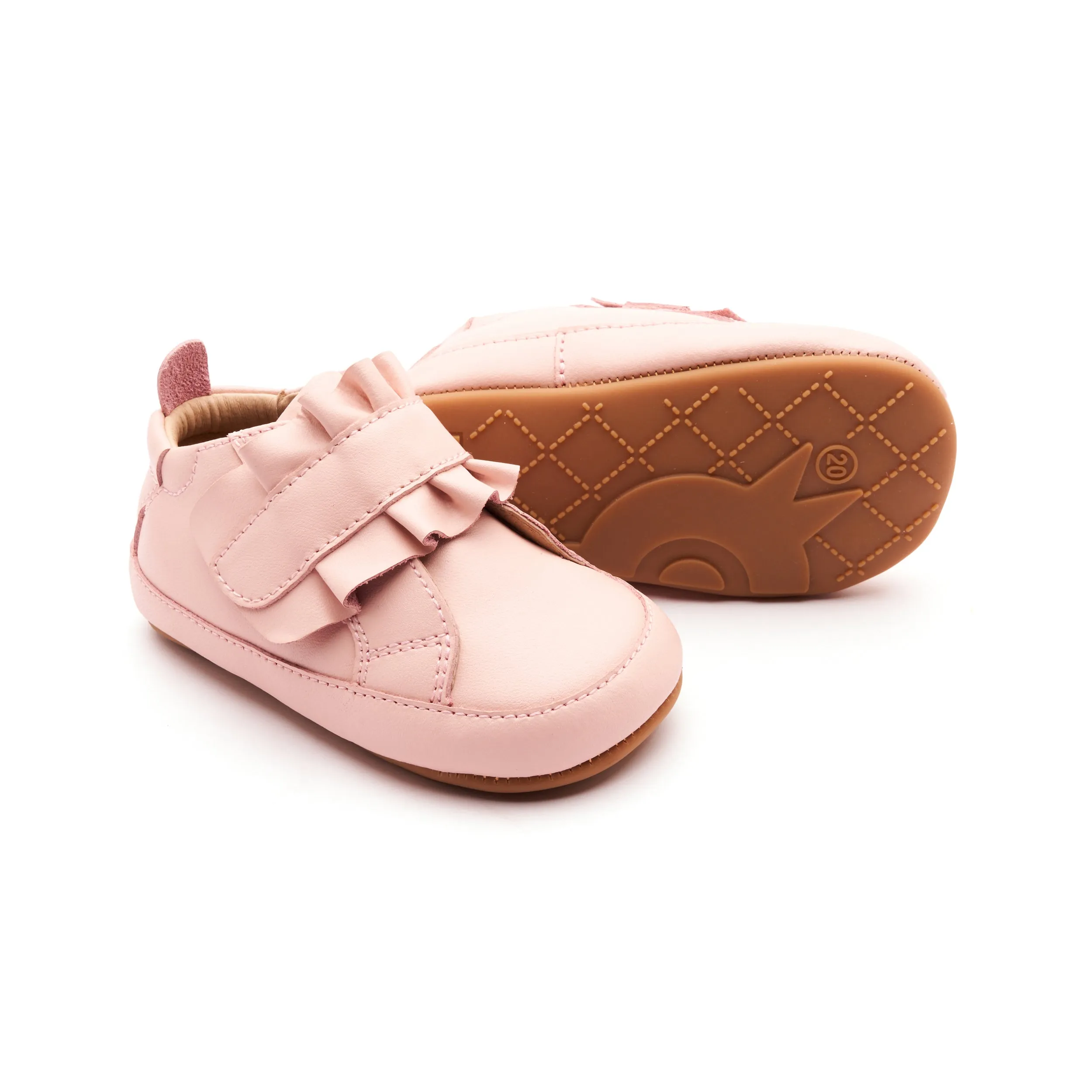 Waterproof Style Old Soles Girl's 0087R Frilly Baby Casual Shoes - Powder Pink / Gum Sole