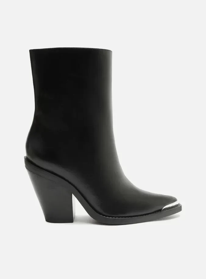Peyton Leather Block Boot Open Toe Pumps Fashion Heels for Fall