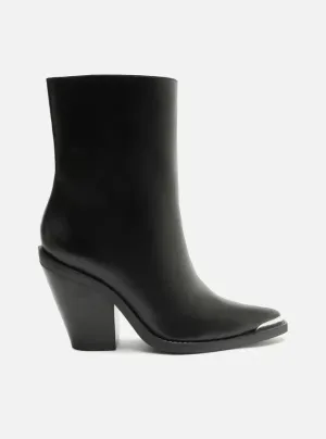 Peyton Leather Block Boot Open Toe Pumps Fashion Heels for Fall