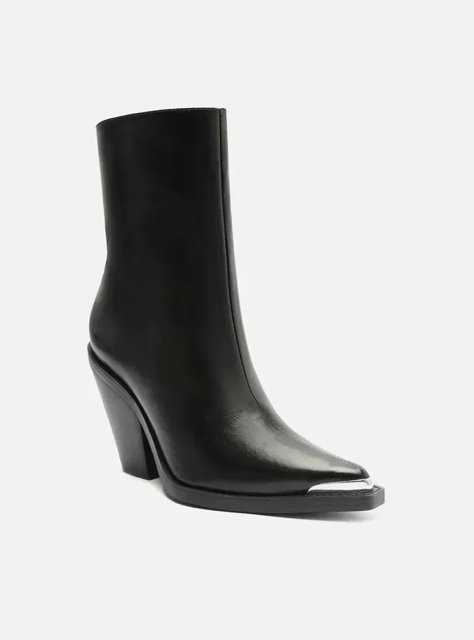 Western Heels Peyton Leather Block Boot