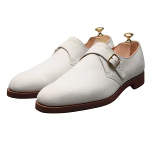 White Nubuck Monk Strap UK 11.5 E Gala Night Modern Silhouette