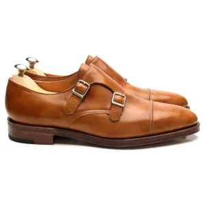 Luxe Edge Elegant Shoes 'William II' Tan Brown Museum Leather Double Monk Strap UK 10.5 E