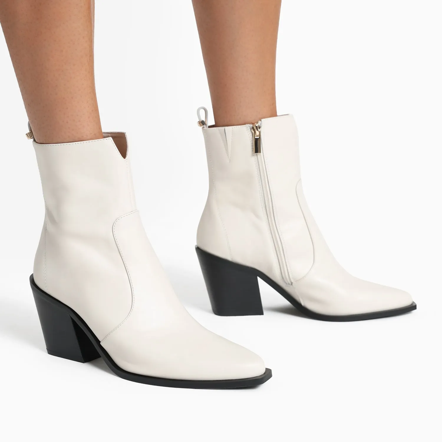 Winter Pumps Franklin Ankle Boot | Off-white leather