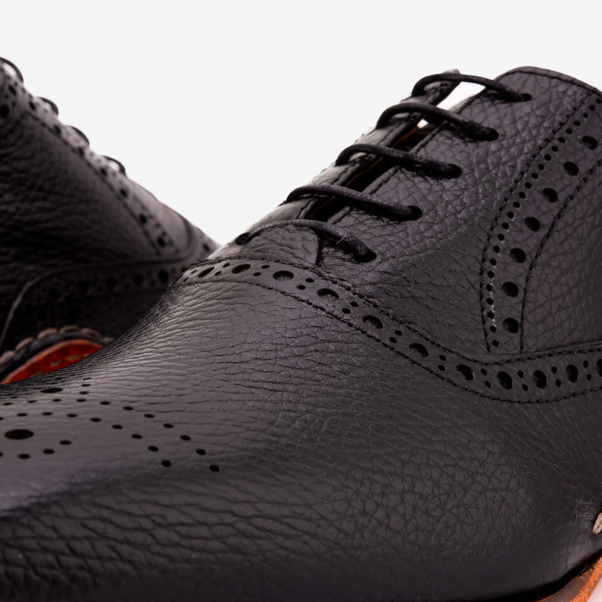 Winter-Warm The Draco Handmade Black Semi Brogue Oxford Men Shoe