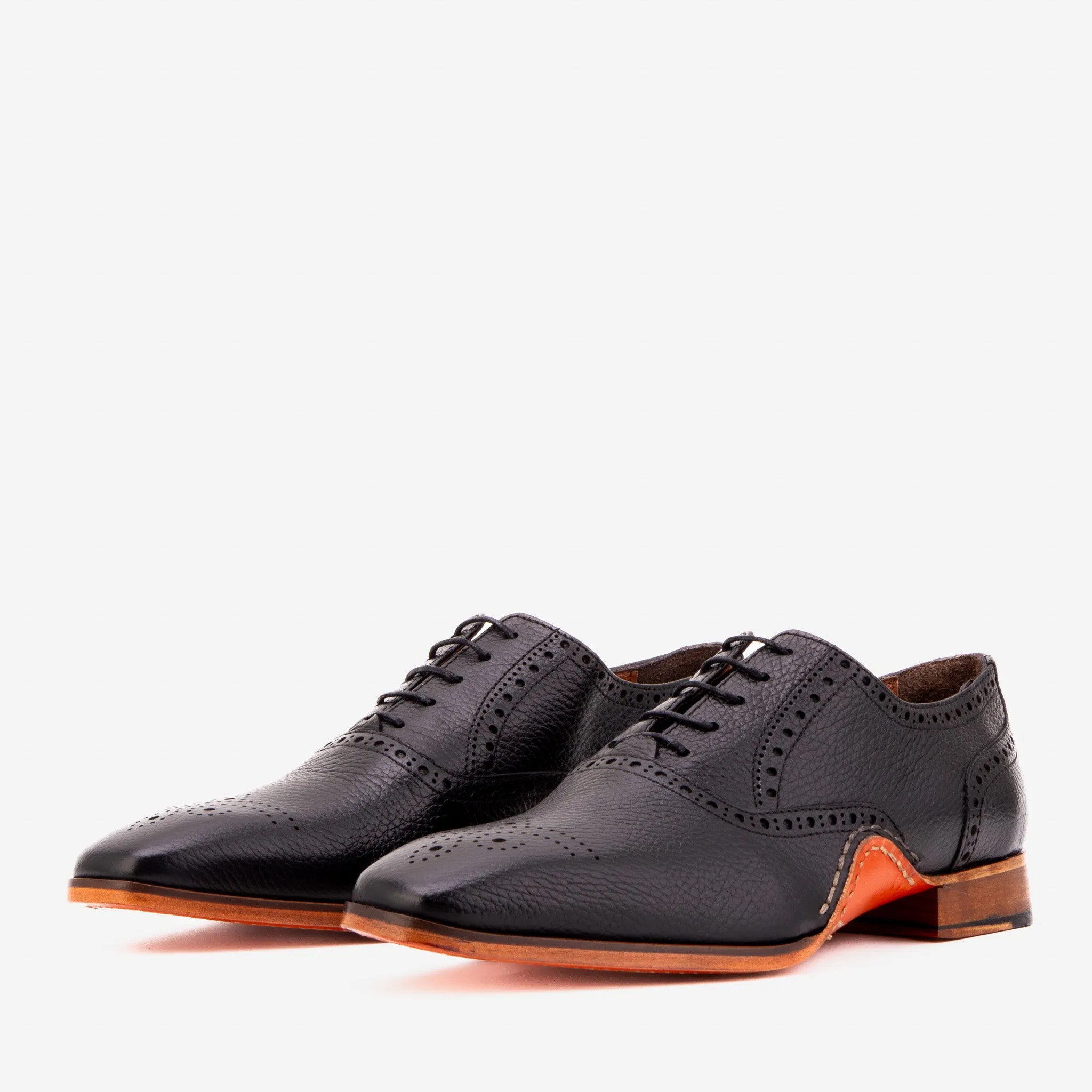 Winter-Warm The Draco Handmade Black Semi Brogue Oxford Men Shoe
