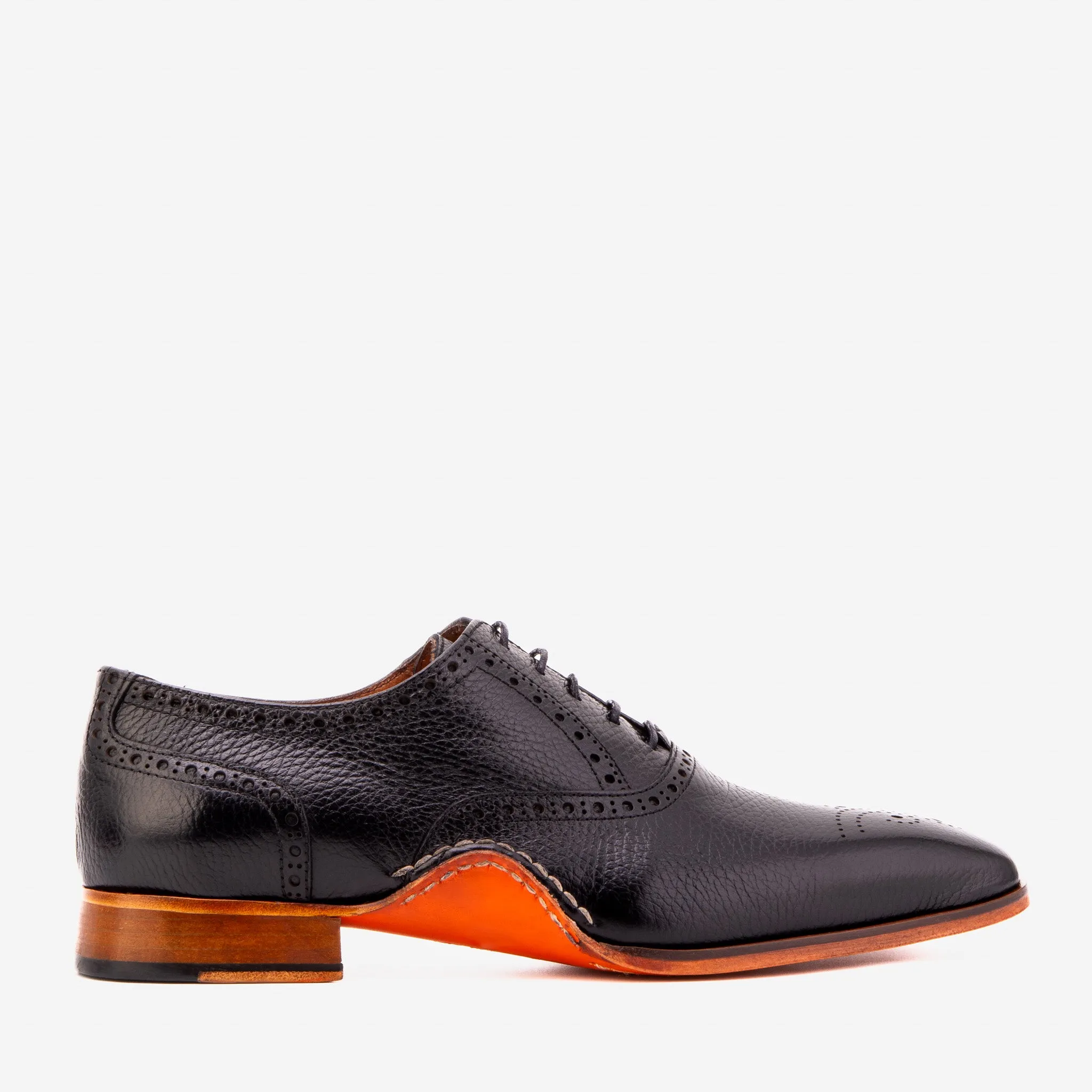 Balance Fit The Draco Handmade Black Semi Brogue Oxford Men Shoe
