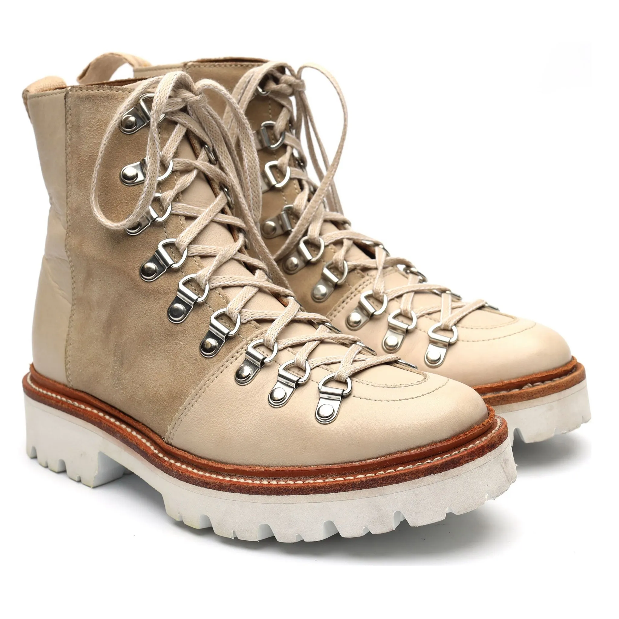 Air Flow Women's 'Nanette' Beige Suede Hiker Boots UK 3