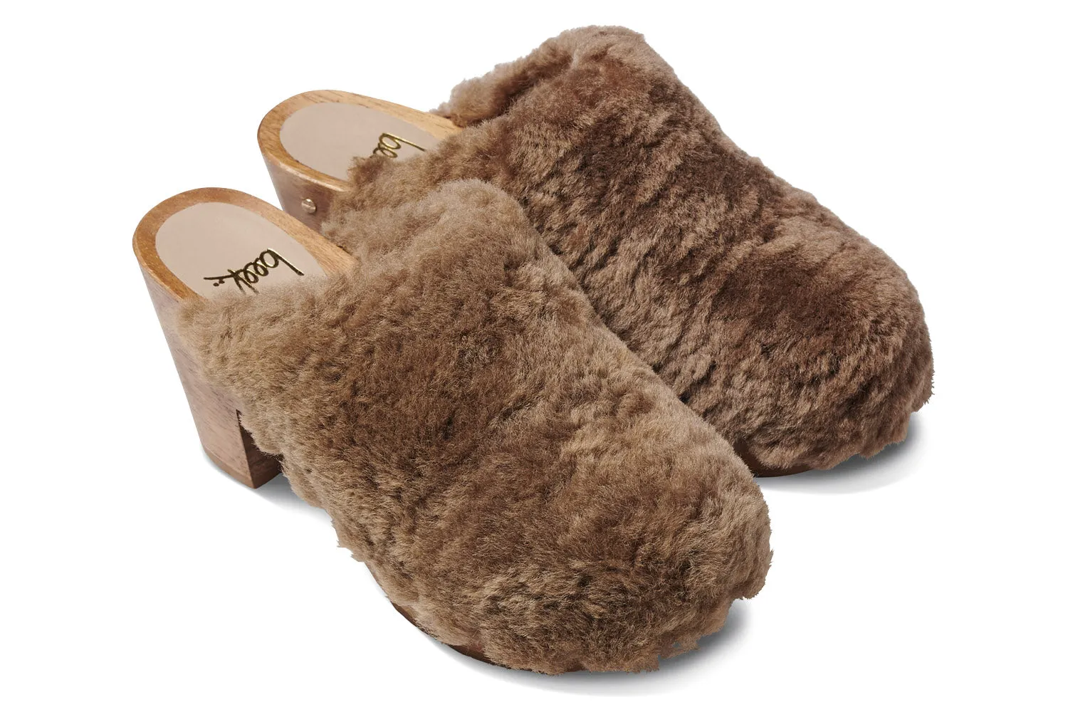 Woodpecker M??s Shearling clog in bronze - product angle shot