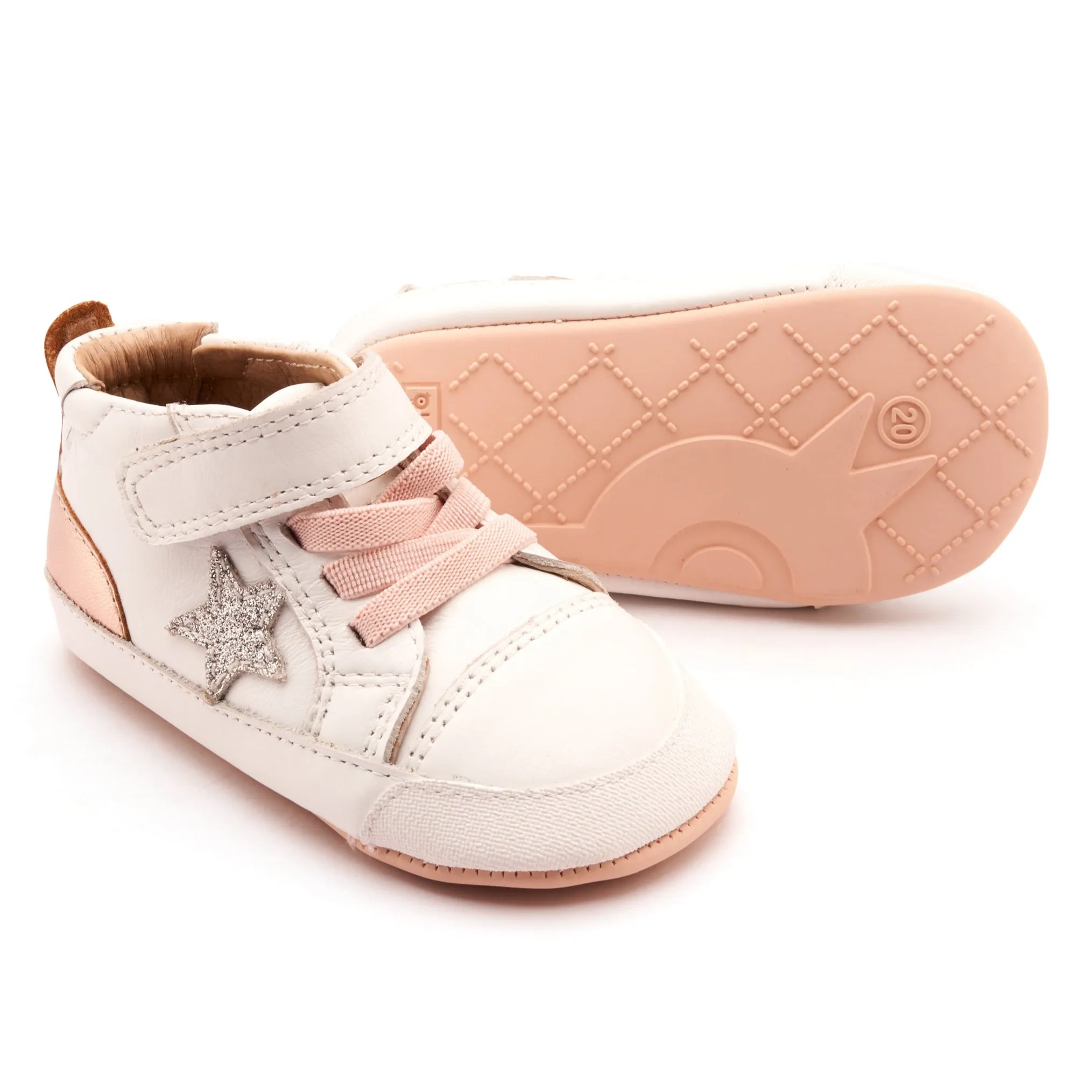 Old Soles Girl's Platinum Bub Casual Shoes - Snow / Glam Argent / Copper High - top kids' shoes