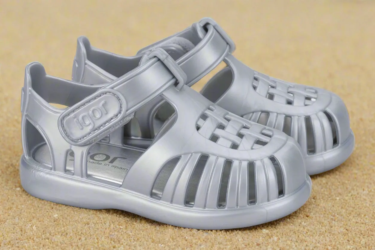 Zip Up Style Igor Boy's And Girl's Tobby Metal Sandals - Plata